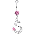 Passion Pink Jeweled Initial Dangle Belly Ring - Letter S