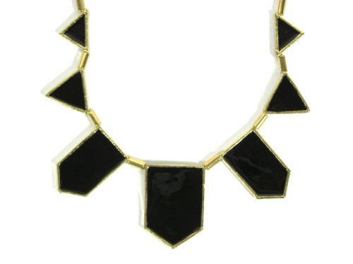 Deal Statement Necklace Black Stations Enamel Triangle Geometric Bib Modern Triangle Fashion Jewelry Reviews