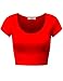 Red Womens Cropped Tops with Short Sleeves Large B Red