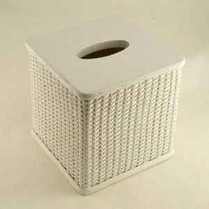 Tissue Box Cover Wicker Baskets Bathroom Accessories Bathroom Sets Rattan White Nantucket Weave