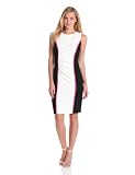 Calvin Klein Womens Sleeveless Colorblock Dress With Piping