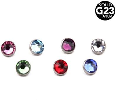 Swanjo Grade 23 Titanium Rhinestone Silver Dermal Anchor Top 4mm Piercing