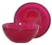 Colorful Recycled Art Glass Small Raspberry Red Salad Bowl 5 1/2"D, 2 1/2 "H - Set / 2