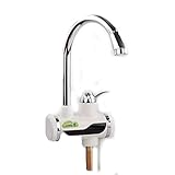 一本樹　電熱蛇口　高度曲がり水管　即熱式湯沸し器　温度表示　下取り水型　バス、キッチン用　ホワイト