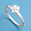 Sterling Silver Ring - Plumeria with Clear CZ and Satin Finish - 8 mm x 2 mm, Sizes 4-9 Sterling Silver Ring - Plumeria with Clear CZ and Satin Finish - 8 mm x 2 mm, Sizes 4-9