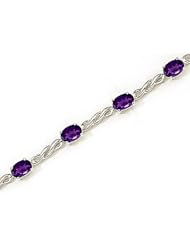 14kt Yellow Gold Oval Amethyst Bracelet.