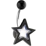 Black MIRROR STAR Belly Ring