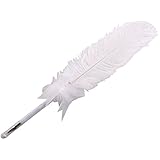 Tinksky 40cm Wedding Feather Signing Pen with Bowknot Rhinestone Guest Reception Book Pen
