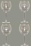 Individually Hand Etched Wine Tasting Red Wine Glass 7 1/4"H Set / 4