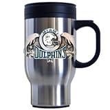 Miami Dolphins Stainless Steel 18 oz Beverage Travel Mug - NFL Football Fan Shop Sports Team Merchandise