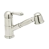Rohl A3410LMPN-2 Country Kitchen Traditional Single Lever Single Hole Pullout Kitchen Faucet with Metal Lever in Polished Nickel