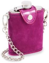 New! Adorable Mini Drinking Flask-3 fl. oz-Magenta Suede