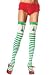 All Products : Christmas Stripe Thigh High Nylon Stocking with Printed Christmas Tree, Glitter Star, and Bow