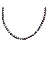 Sterling Silver 18in 7-8mm Black Freshwater Cultured Pearl Necklace.