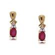 Ruby and Diamond Ribbon Earrings w 14 Karat Yellow Gold