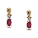 Ladies 14K Yellow Gold Ribbon earrings w Ruby & Diamond