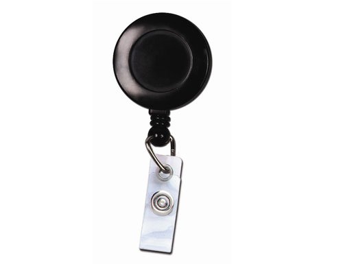 Black Badge Reel with Clear Vinyl Strap & Swivel Spring Clip (Pack of 25)