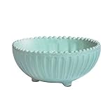 Vietri Incanto Aqua Stripe Footed Bowl