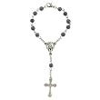 Hematite Rosary Bracelet - 6 Inches - 5.5mm Beads - Chain Links - Madonna Center Piece and Crucifix