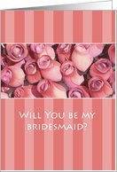 Bridesmaid Invitation, pink roses Card