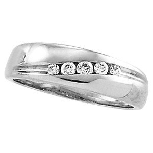 Platinum Diamond Wedding Band Duo - Lady's Ring - 0.14 Ct.