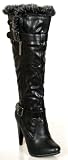 FASHION Knee-High Black Pointy BOOTS Women's 7