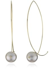 Mizuki 14k Marquis Hoop Earrings with Grey South Sea Pearl