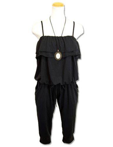 ネックレス付フレアー襟オールインワンロンパース