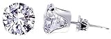 Sterling Silver 9 MM Round Clear Cubic Zirconia Stud Post Friction Back Earrings