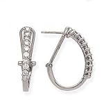 14k White Gold & Diamond Omega-Clip Half-Hoop Earrings (1.00ctw)