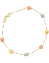 14k Yellow, Rose and White Gold Beans Bracelet