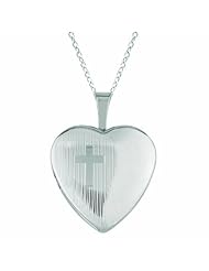 Sterling silver Heart Shaped Locket w/ cross Necklace