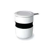 Curve Asian Style Tea Cup w/ Infuser & Lid - WHITE