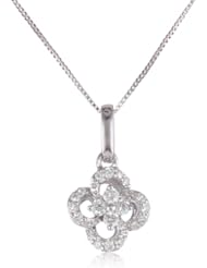 14k White Gold 1/7 cttw Diamond Flower Pendant Necklace, 18"