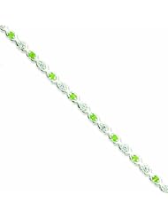 Genuine .925 Sterling Silver Peridot & Cz Bracelet 12.3 Grams . 100% Satisfaction Guaranteed.