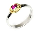 18k Yellow and White Gold Ruby Ring Size 6 Ctw 0.50