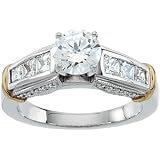14K Two Tone Gold Diamond Semi Mount Engagement Ring (0.88 ctw, G-H, SI1)