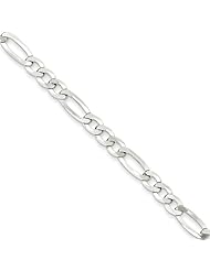 .925 Sterling Silver 5.5mm Polished Flat Figaro Chain