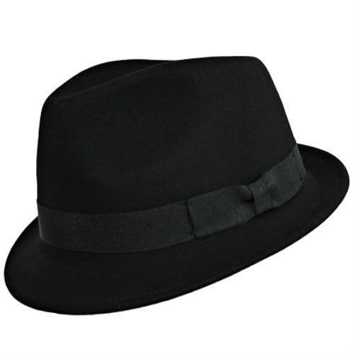 Black Classic Structured Wool Fedora Hat