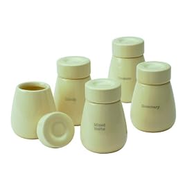 Tyhpoon Vanilla Cream Stoneware Herb Jars set of 5