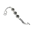 925 Silver & Round Faceted Onyx Bracelet with 18k Gold Accents- 7.5 IN