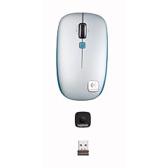 Logitech V550 Nano Laser Notebook Maus schnurlos silber-blau