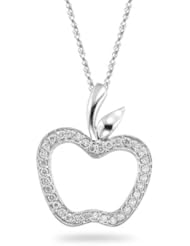 0.35 Cts Diamond Apple Pendant in 14K White Gold