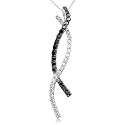 10k White Gold Black and White Diamond Twist Pendant (1/3 cttw)