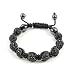 Utopia Bracelet Cristaux- unisexe - 9 noir perles cristal Swarovski 11mm - 2 perles h�matite, r�glable de 15cm - 25cm