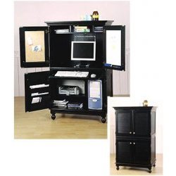 Hampton Computer Armoire (Black) (56.5" H x 35.5" W x 23.625" D)