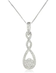 10kt White Gold Diamond Dangle Pendant Necklace (0.28 cttw, H-I Color, I2-I3 Clarity), 18"