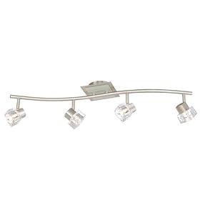 Cube Spot Light - 4 Light Track Spot Lighting Fixture - Brushed Nickel - Clear Glass -... by Vaxcel Lighting