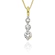 3 Diamond Pendant 1/2 ct. in 14K Yellow Gold with Chain
