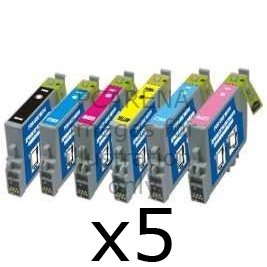 5 sets of all 6 colour inks for Epson Stylus Photo R200 R220 R300 R300M R320 RX300 RX500 RX600 RX620 R340 RX320 Compatible ink TO481 TO482 TO483 TO484 TO485 TO486 by PCArena